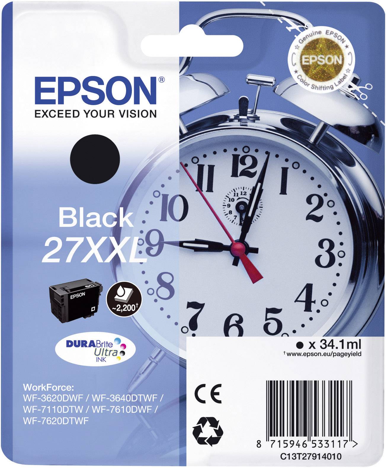 Epson Druckerpatrone T2791, 27XXL Original Schwarz C13T27914010