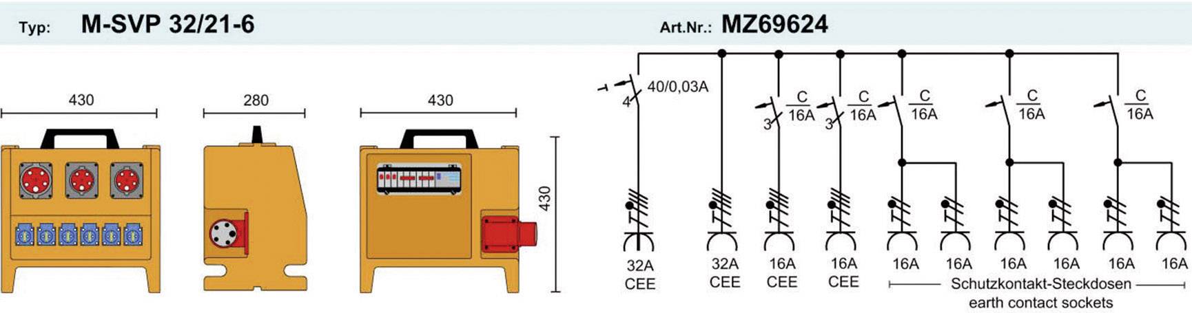 PCE Merz CEE Stromverteiler MZ69624 400 V 32 A