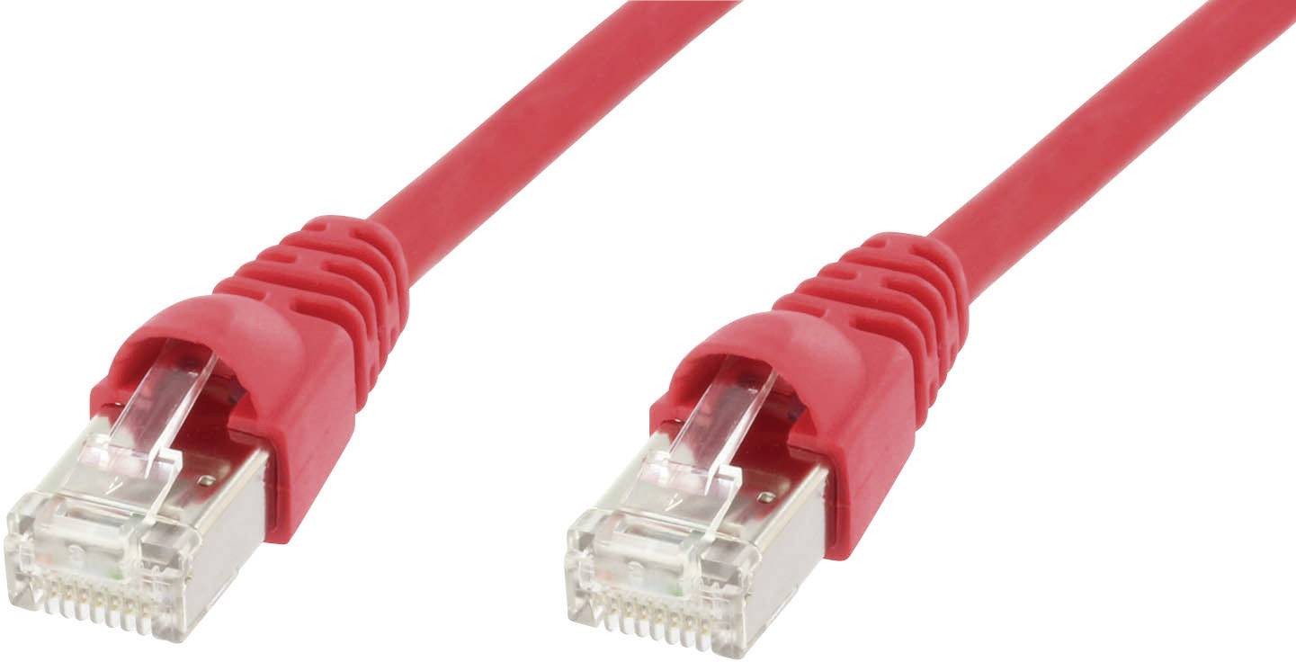 Zwei rote Ethernet-Kabel mit RJ45-Steckern.
