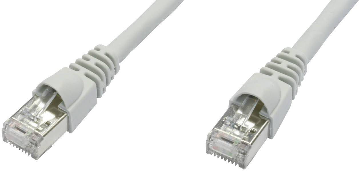 Zwei graue Ethernet-Kabel mit RJ45-Steckern.