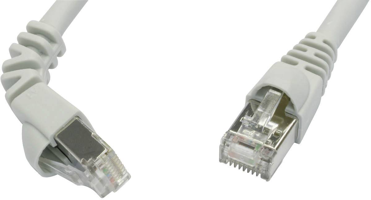 Telegärtner RJ45 Patchkabel CAT 6a S/FTP 0.50 m Grau Flammwidrig, mit Rastnasenschutz 1 St.