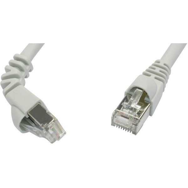 Telegärtner L00001A0155 RJ45 Netzwerkkabel, Patchkabel CAT 6a S/FTP 2.00m Grau Flammwidrig, mit Rastnasenschutz 1St.