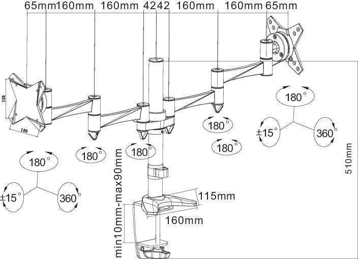 Neomounts FPMA-D1330DWHITE 2fach Monitor-Tischhalterung 25,4 cm (10") - 68,6 cm (27") Weiß Höhenverstellbar, Neigbar, Schwenkbar, Rotierbar