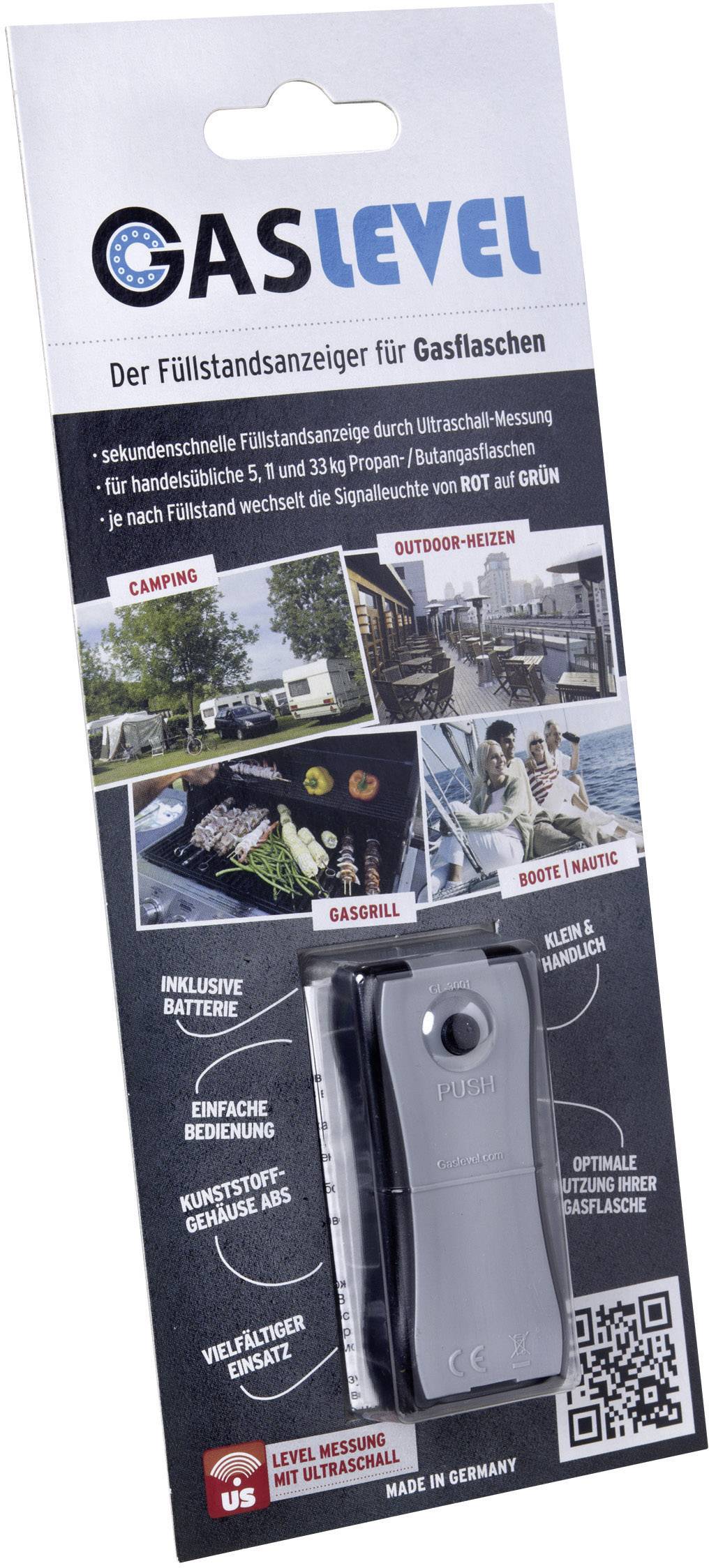 'GASLEVEL' - Der Füllstandsanzeiger für Gasflaschen. Messgerät mit Ultraschall zur Überprüfung von 5L und 33Kg Propan/Butan-Flaschen.