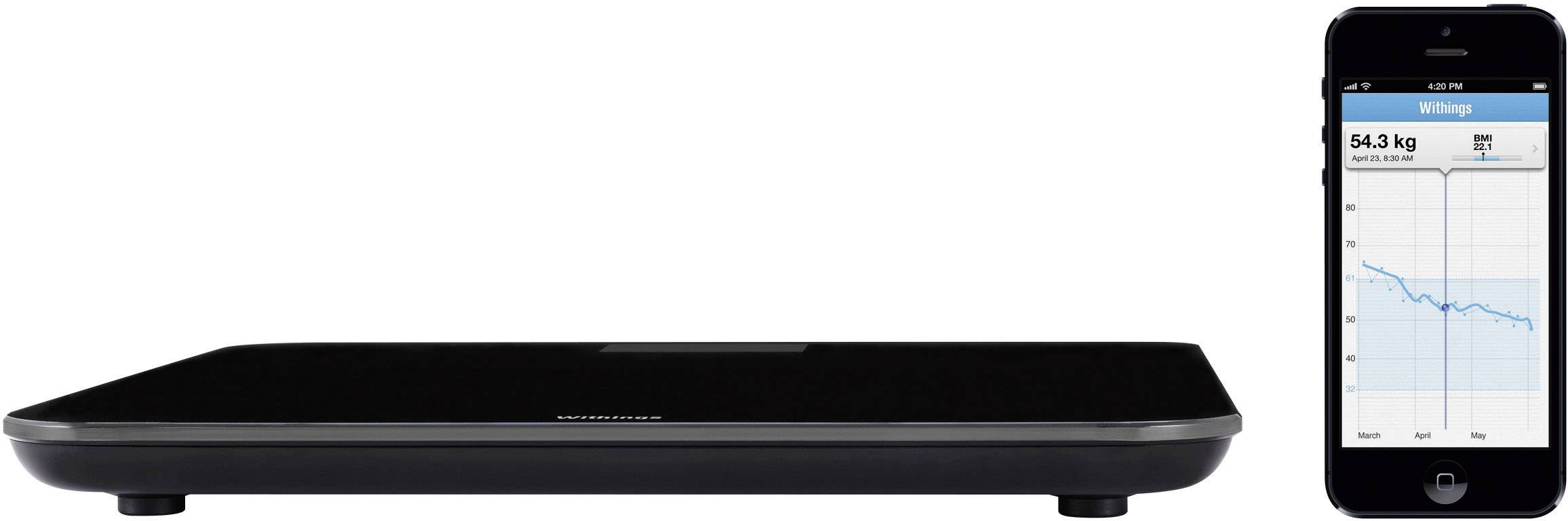 Withings WS-30 Digitale Personenwaage Wägebereich (max.)=180kg Schwarz