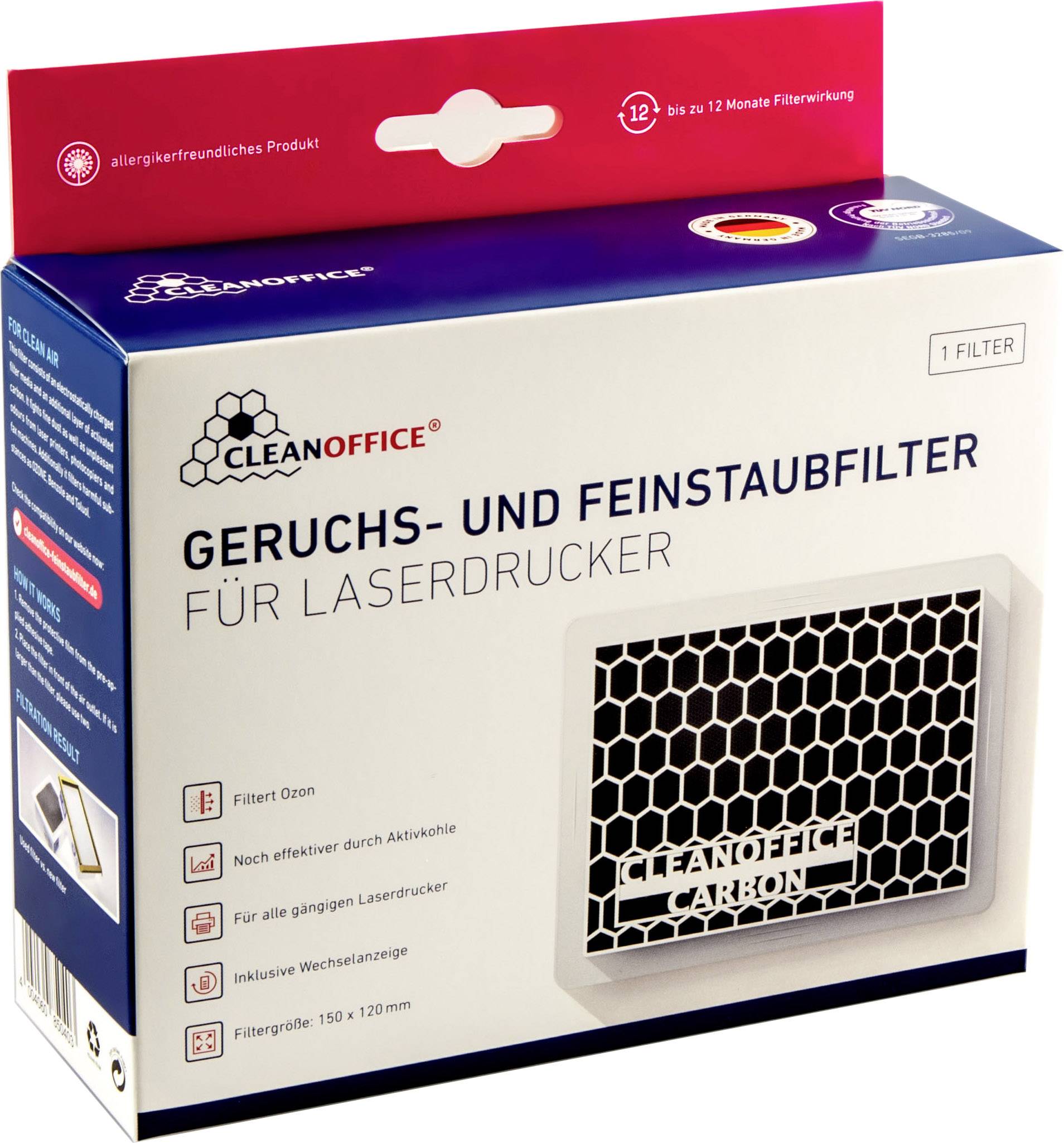 Clean Office Carbon Laserdrucker Filter Feinstaub / Ozon Selbstklebend 1St.