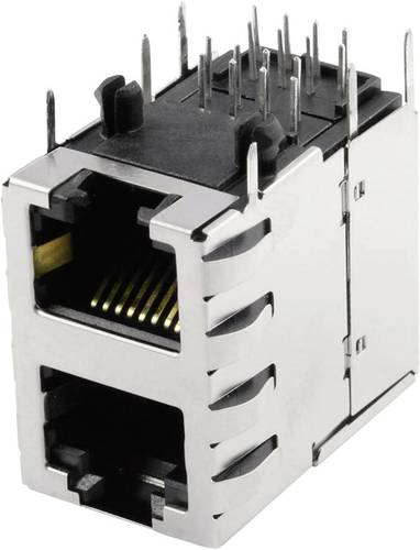 Modular-Einbaubuchse Doppelstock 2x1 Port geschirmt Cat.5 Buchse, Einbau horizontal Pole: 8P8C SS-73