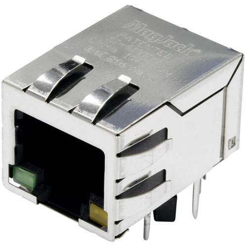 BEL Stewart Connectors MagJack Gigabit Ethernet 8 Übertrager mit LEDs Tab down SI-61001-F Buchse, Einbau horizontal Gigabit