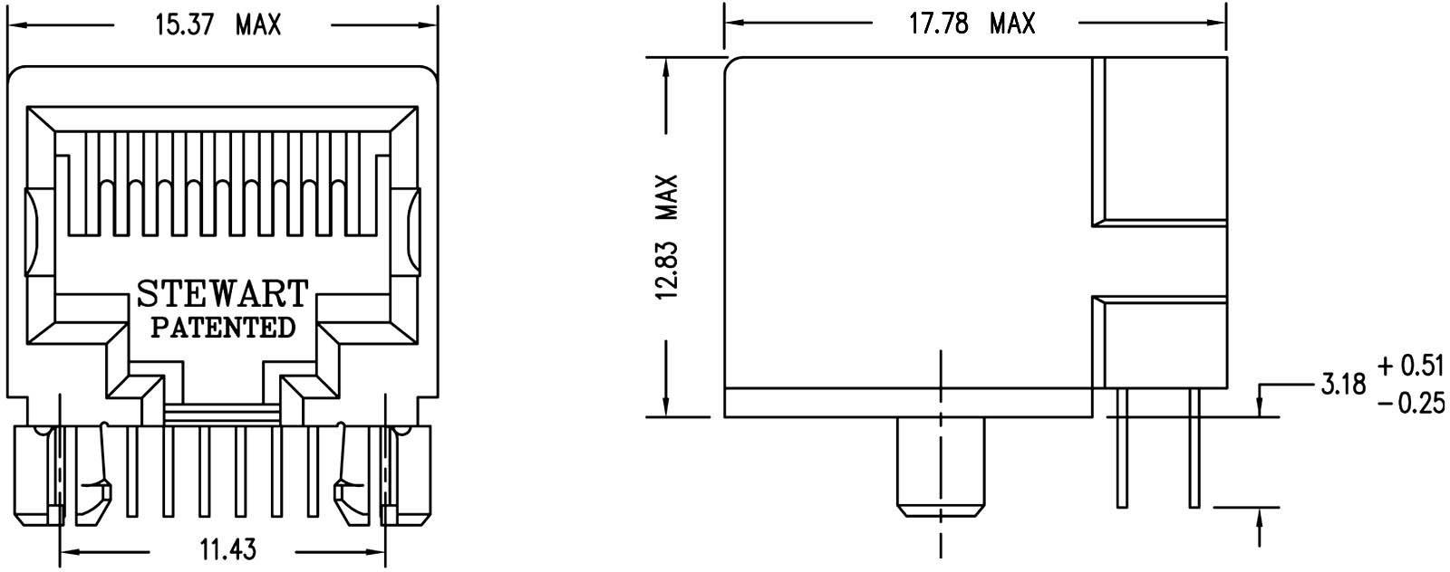 BEL Stewart Connectors SS64100-018F Modular-Einbaubuchse ungeschirmt SS64100-018F Buchse, Einbau horizontal Pole: 10P10C Schwarz