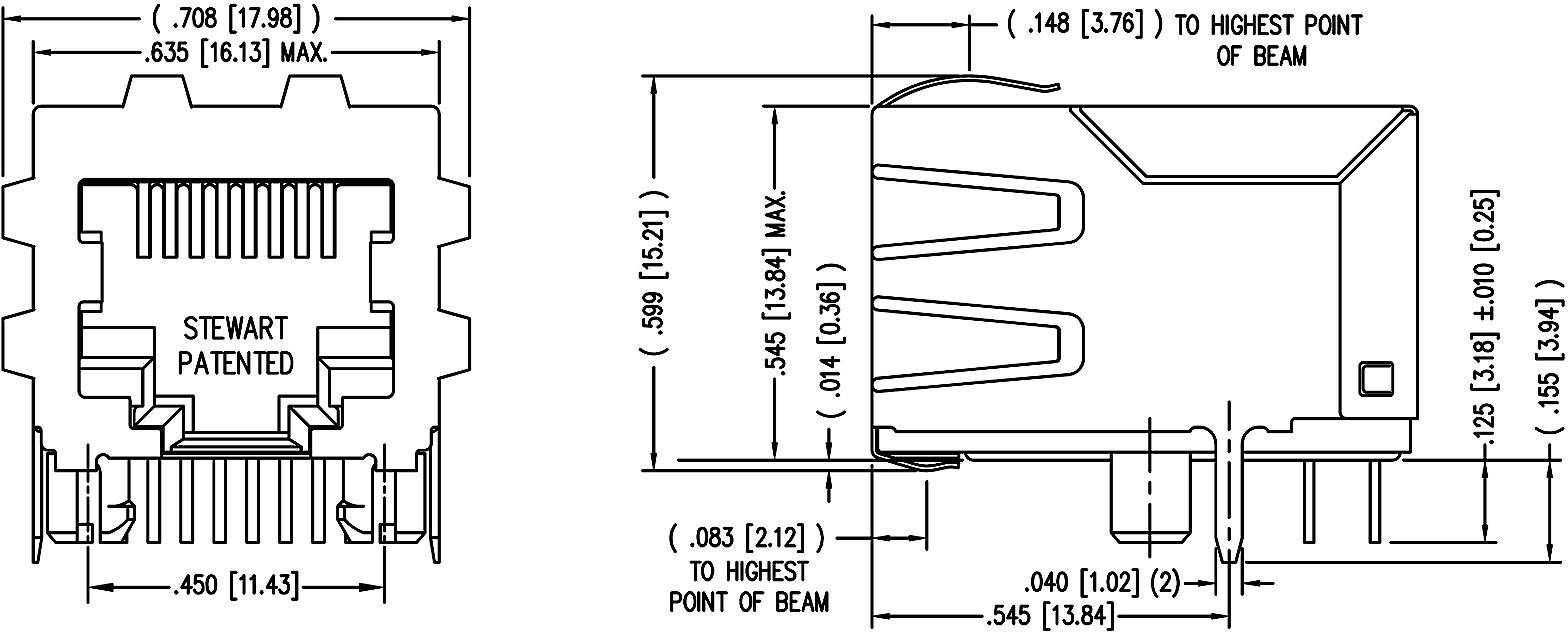 BEL Stewart Connectors SS64800-056F Modular-Einbaubuchse geschirmt mit Schirmlaschen SS64800-056F Buchse, Einbau horizontal Pole