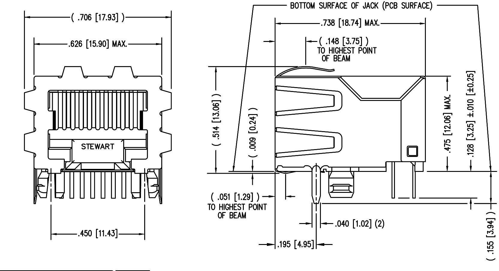 BEL Stewart Connectors SS70100-011F Modular-Einbaubuchse geschirmt Cat.5 mit Schirmlaschen SS70100-
