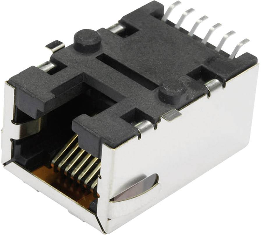 BEL Stewart Connectors S811-1X1T-06-F MagJack 10/100Base-TX 4 Übertrager Tab down S811-1X1T-06-F Buchse, Einbau horizontal