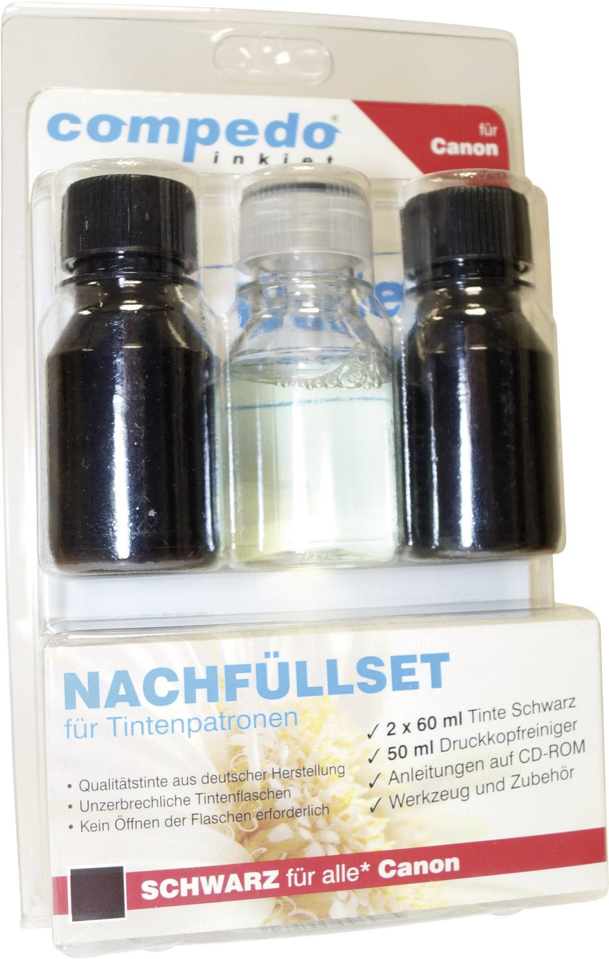 Compedo MREFILL08 Tintenpatronen-Nachfüllset Passend für Geräte des Herstellers: Canon Schwarz Tin