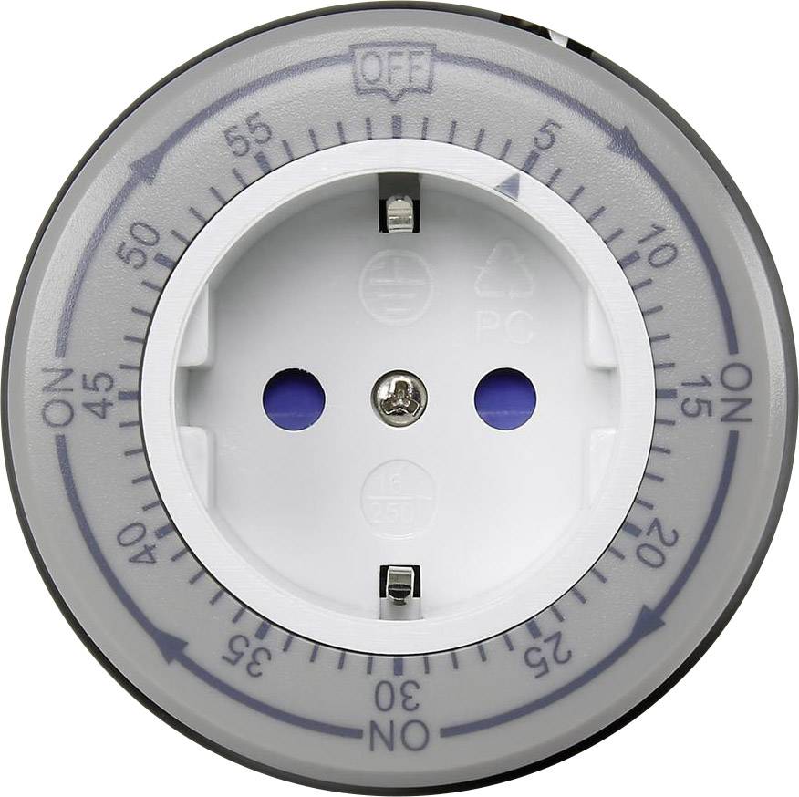GAO  Steckdosen-Timer analog  Tagesprogramm 2 <bis/> 60 min 3680 W IP20
