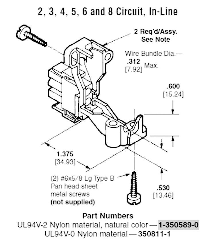 TE Connectivity Zugentlastung für Universal MATE-N-LOK Pole: 2, 3, 4, 5, 6, 8 UNIVERSAL MATE-N-LOK 350811-1 Inhalt