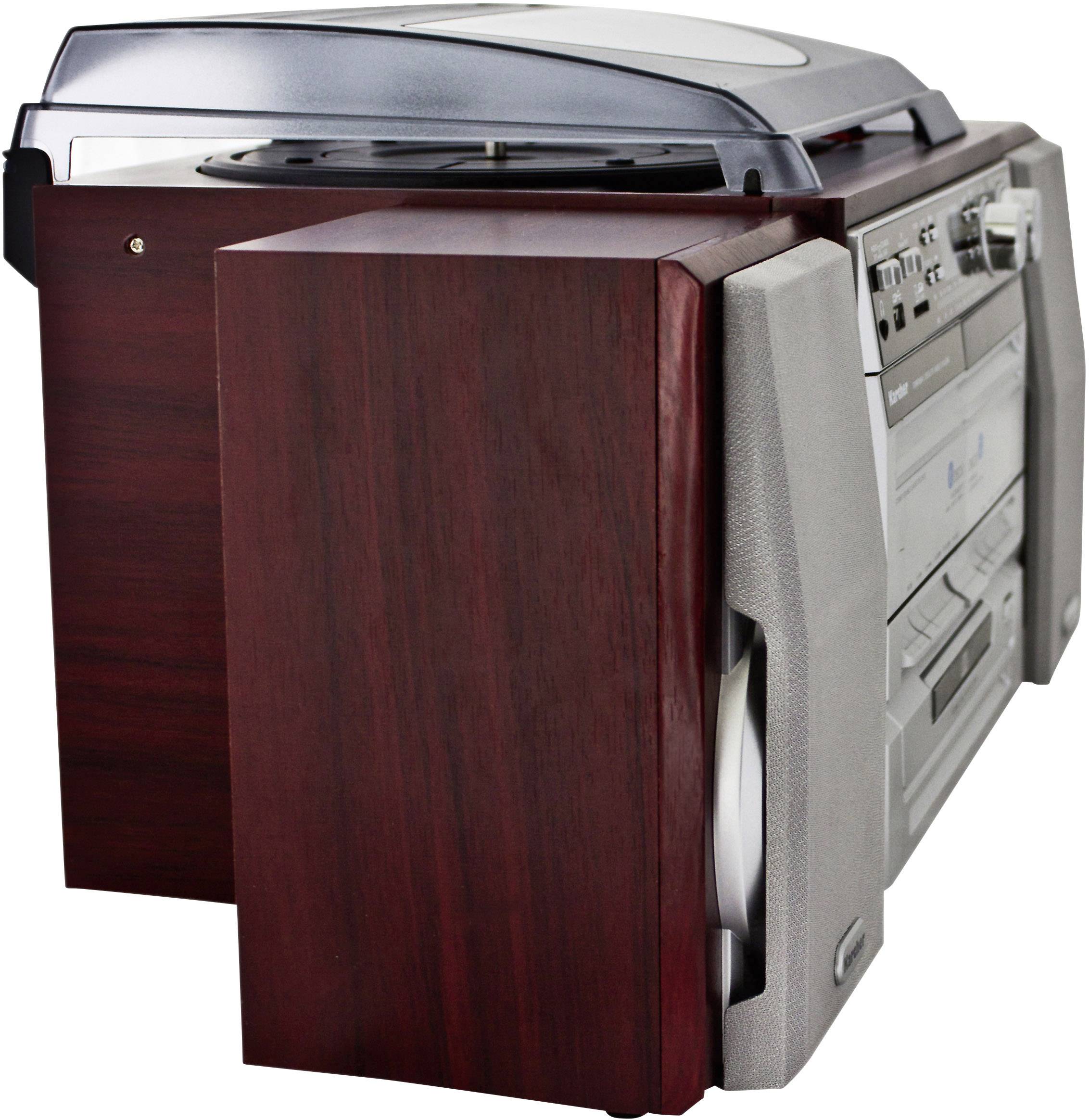 Karcher KA 320 Stereoanlage CD, Kassette, MW, Plattenspieler, SD, USB, UKW, 2 x 2 W Holz, Silber