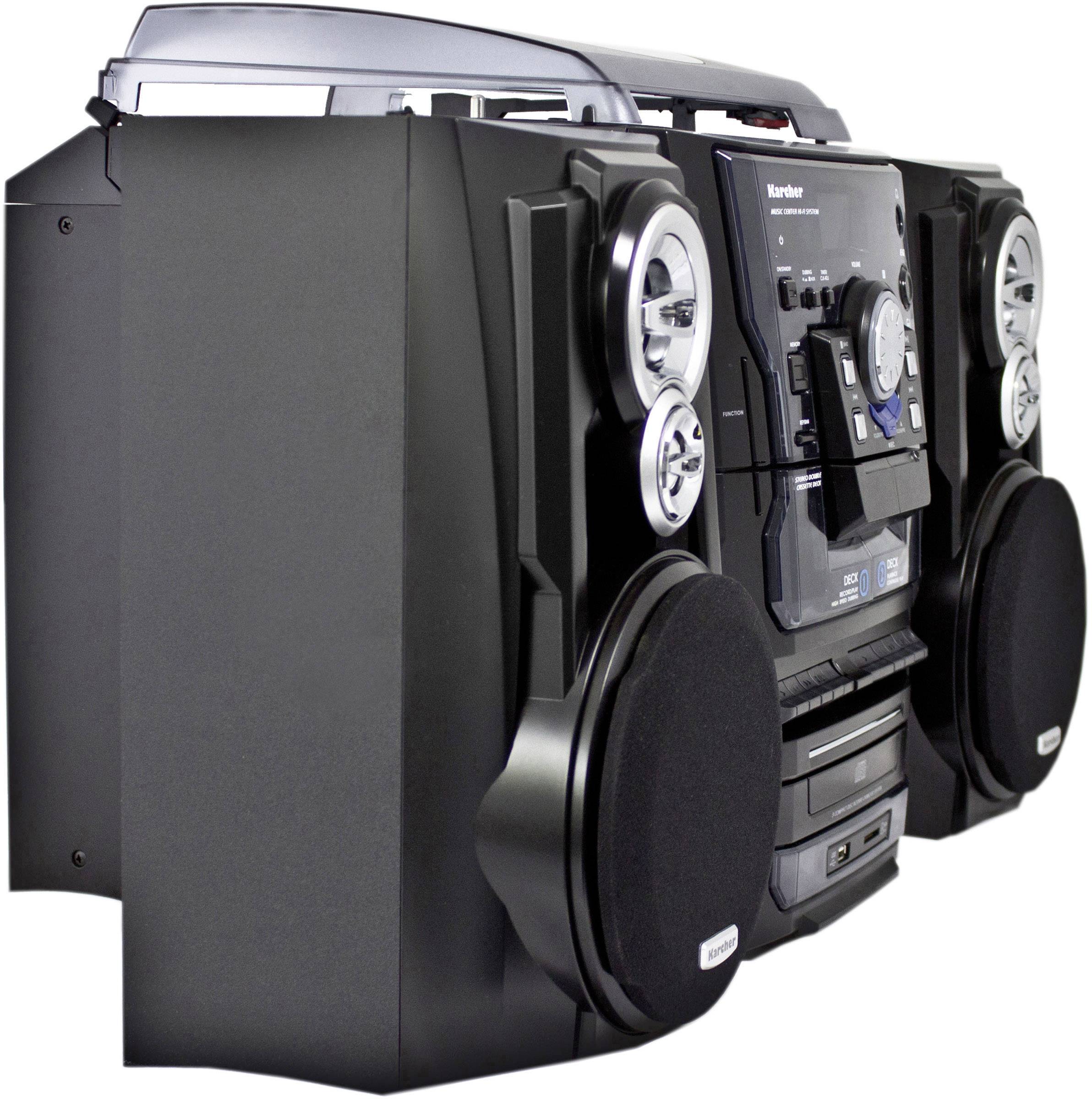 Karcher KA 350 Stereoanlage CD, Kassette, SD, USB, MW, UKW, Plattenspieler, Schwarz