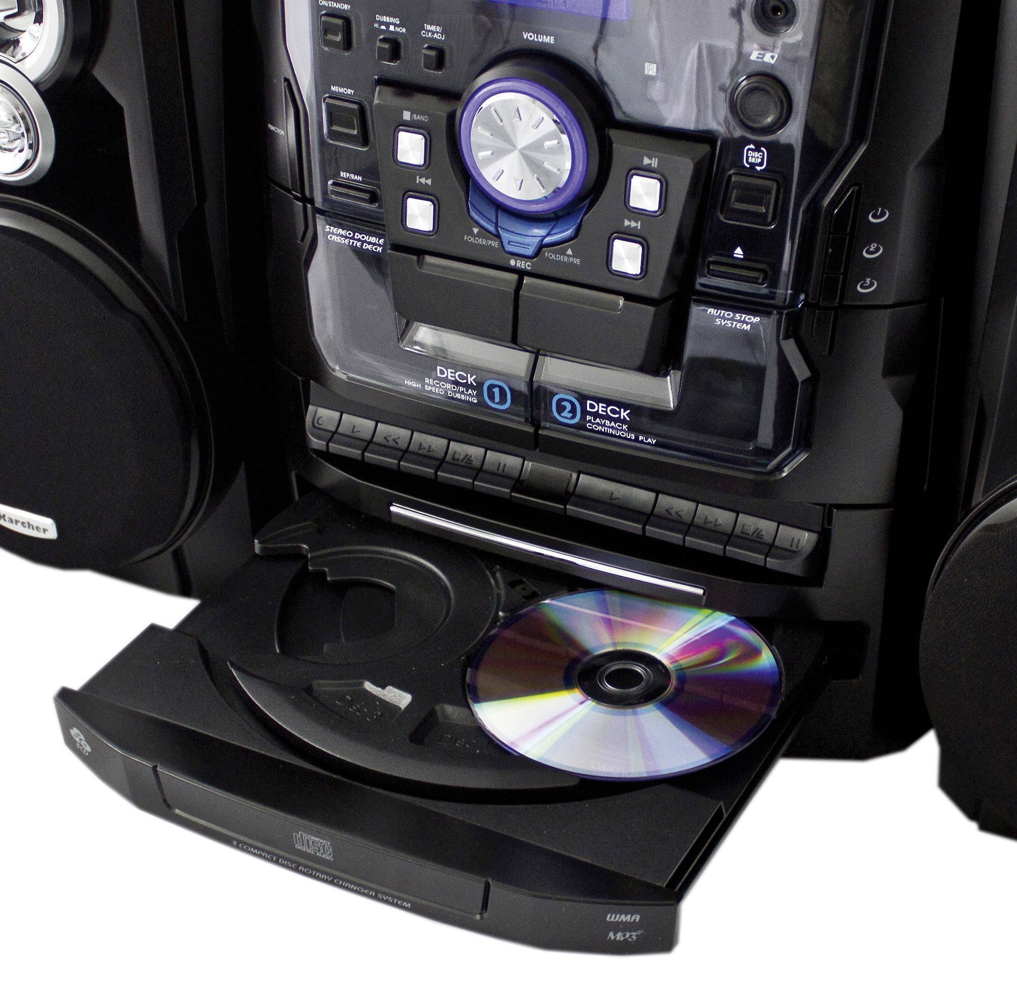 Karcher KA 350 Stereoanlage CD, Kassette, SD, USB, MW, UKW, Plattenspieler, Schwarz