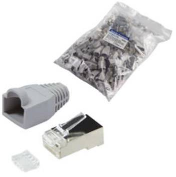 LogiLink MP0021 RJ45-Steckverbinder CAT 6, geschirmt MP0021 Stecker, gerade Pole: 8P8C Grau 100 St.