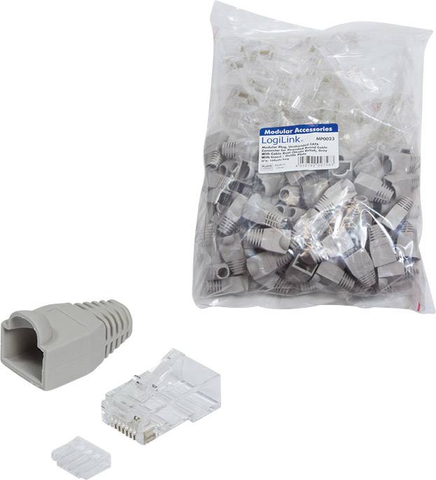 LogiLink MP0023 RJ45-Steckverbinder CAT 6, ungeschirmt MP0023 Stecker, gerade Pole: 8P8C Grau 100St.