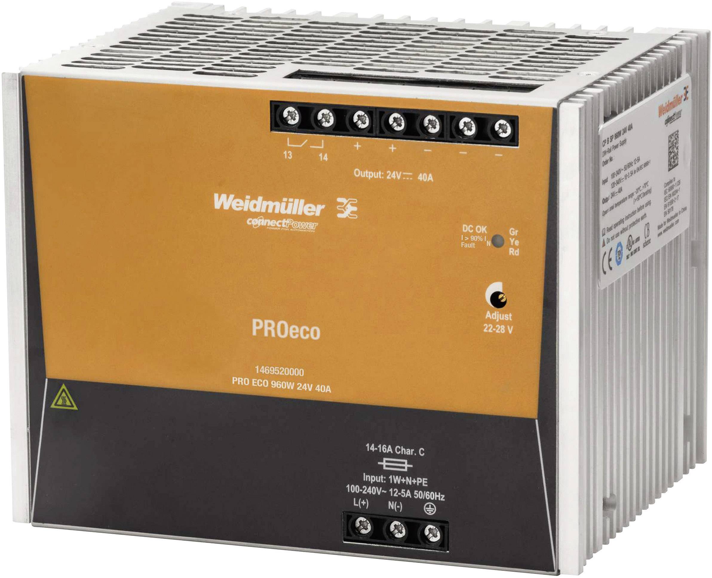 Weidmüller 1469520000 Hutschienen-Netzteil (DIN-Rail) 12 V/DC 40 A 960 W Anzahl Ausgänge:1 x Inhalt 1 St.