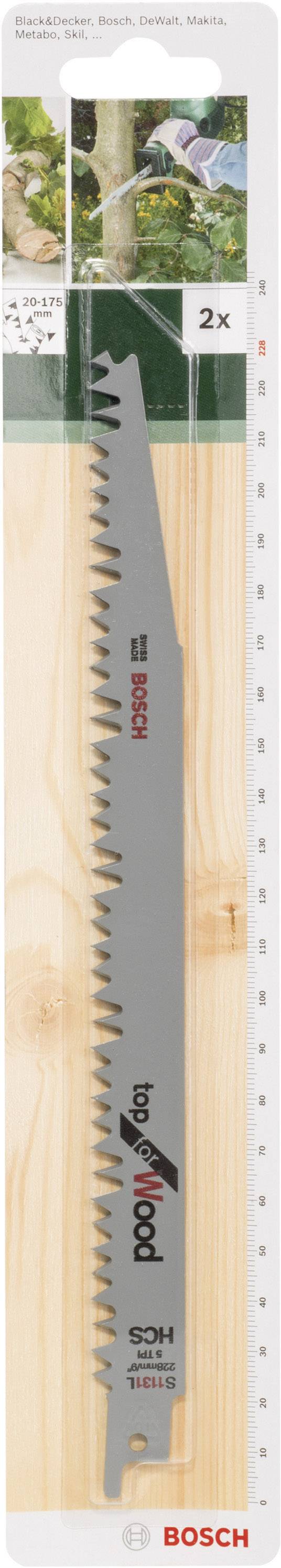 Bosch Accessories 2609256702 Säbelsägeblatt HCS, S 1131L Top for Wood Sägeblatt-Länge 228mm 2St.