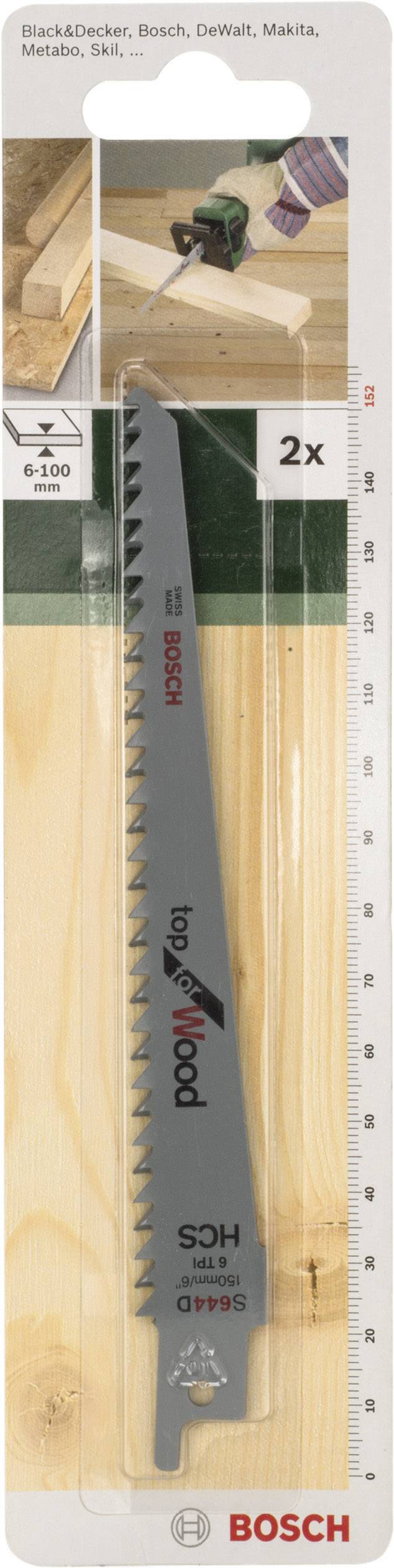 Bosch Accessories 2609256701 Säbelsägeblatt HCS, S 644 D Top for Wood Sägeblatt-Länge 152mm 2St.