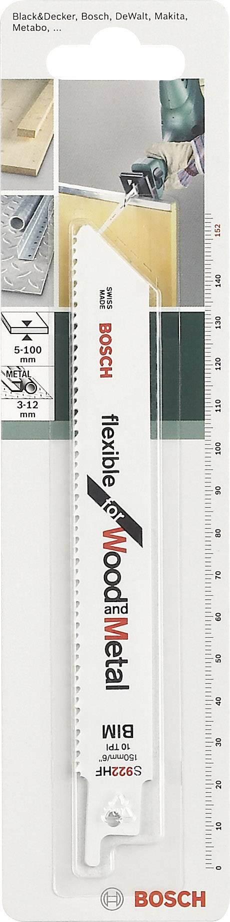Bosch Accessories 2609256711 Säbelsägeblatt Bimetall, S 922 HF Flexible for Wood and Metal Sägeblatt-Länge 152mm 2St.