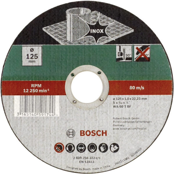 Bosch Accessories WA 60 T BF 2609256321 Trennscheibe gerade 115 mm Edelstahl, Metall