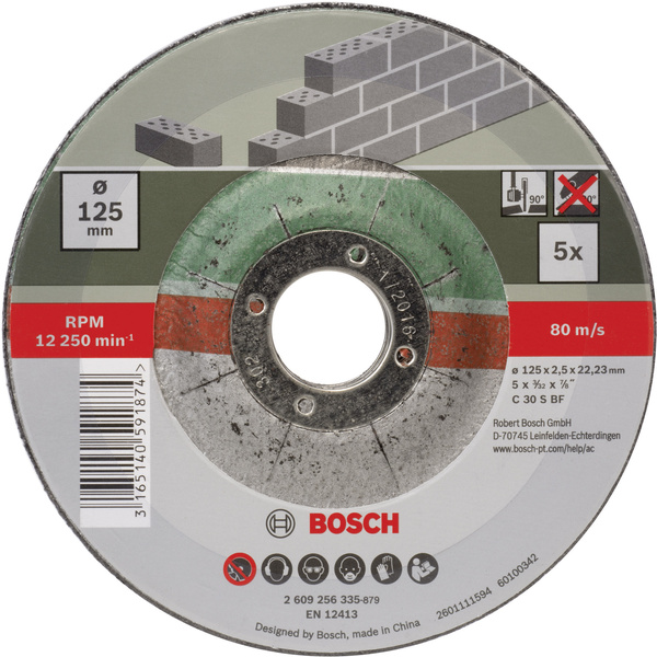 Bosch Accessories C 30 S BF 2609256335 Trennscheibe gekröpft 125 mm 5 St. Stein, Beton