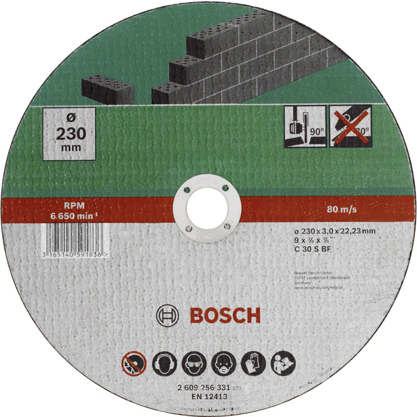 Bosch Accessories C 30 S BF 2609256331 Trennscheibe gerade 230mm Stein, Beton
