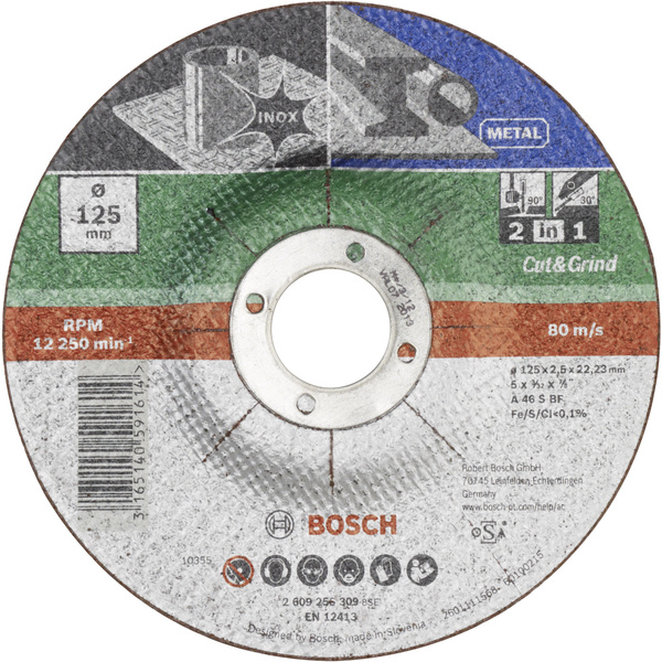 Bosch Accessories A 46 S BF 2609256308 Trenn- und Schruppscheibe 115 mm Edelstahl, Metall
