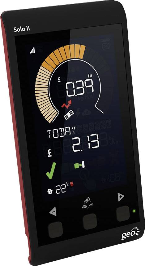 GEO Solo II Display Pack LED Energiekosten-Messgerät Datenloggerfunktion, inkl. externem Display, LCD-Farbdisplay, Stromtarif