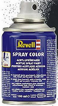 Sprühdose mit blauer Etikette der Marke 'Revell', beschriftet mit 'Spray Color'. Enthält 100 ml Acryllack für Modellbau.
