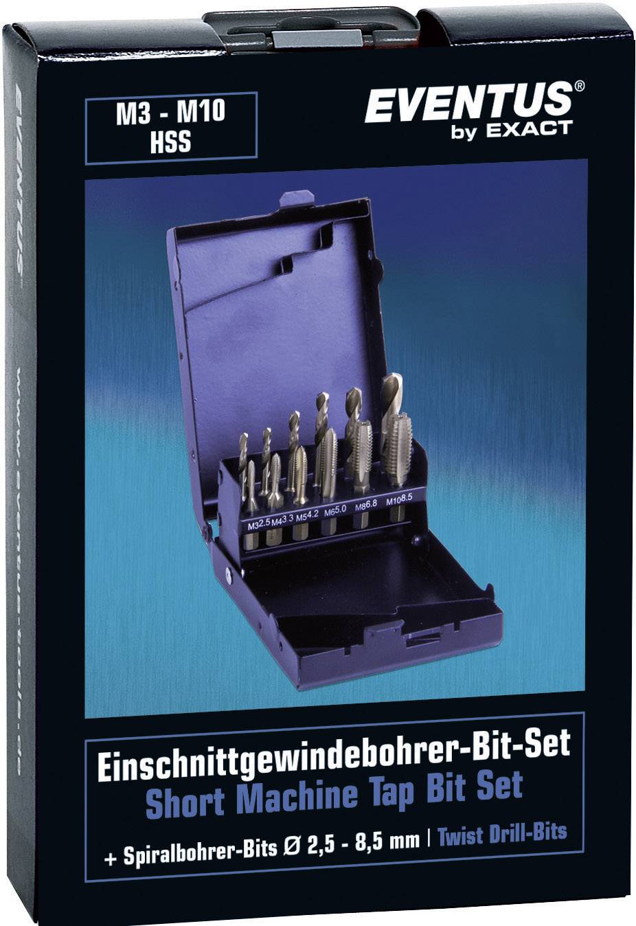 Eventus by Exact 70419 Einschnittgewindebohrer-Set 12teilig metrisch Rechtsschneidend HSS 1 Set