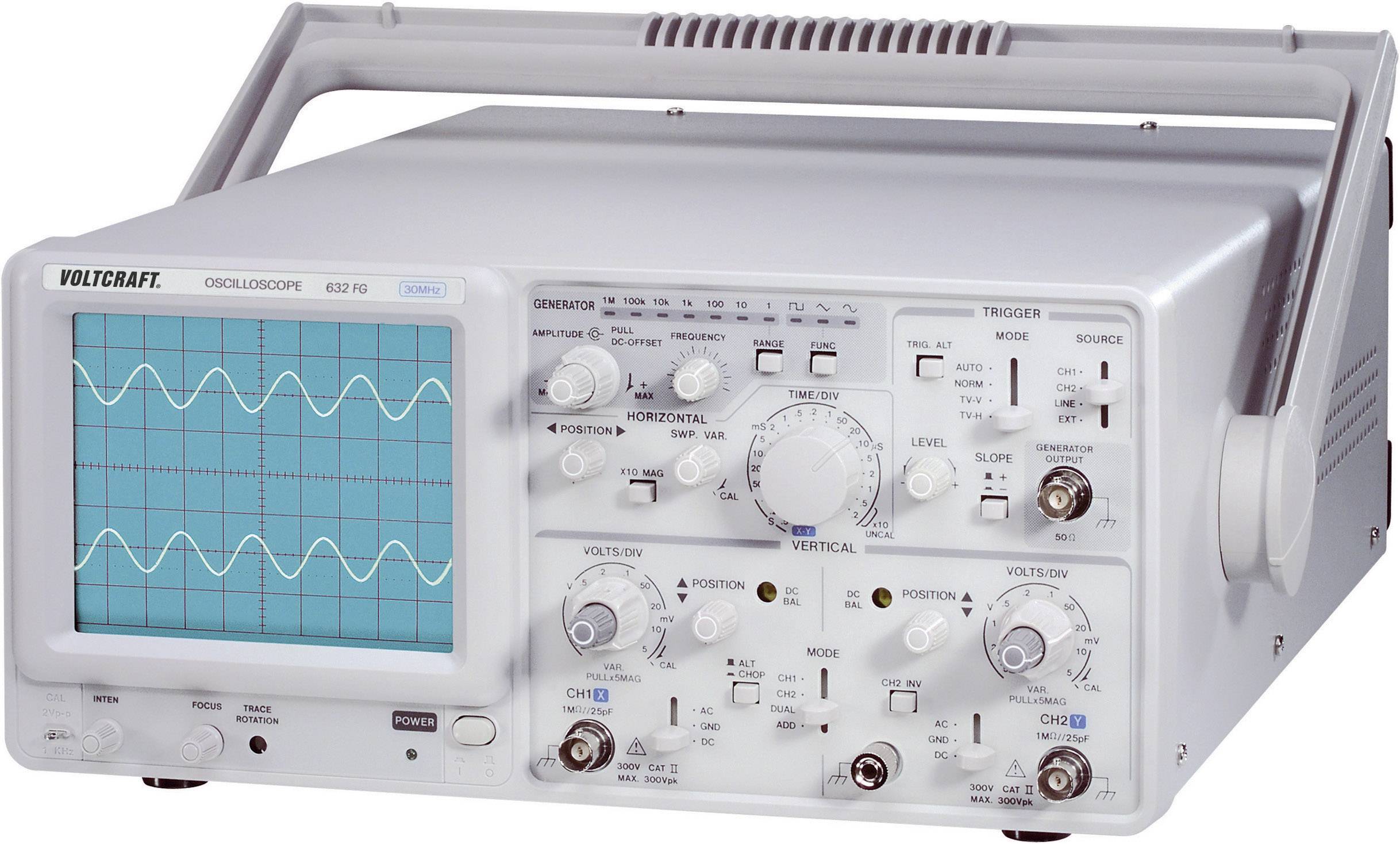 VOLTCRAFT Analog-Oszilloskop 632 FG 30MHz 2-Kanal Funktionsgenerator