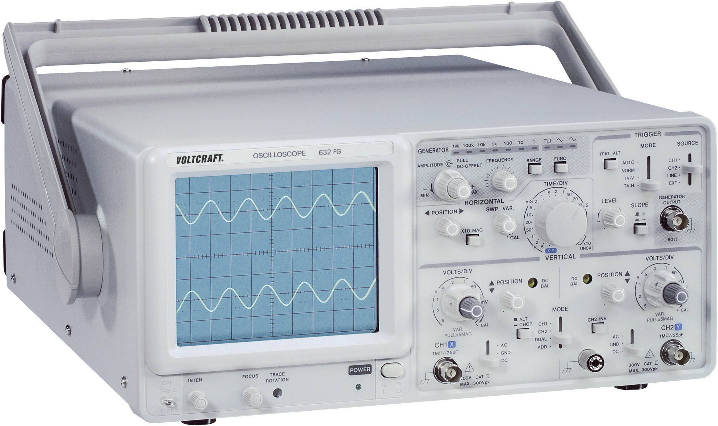VOLTCRAFT Analog-Oszilloskop 632 FG 30MHz 2-Kanal Funktionsgenerator