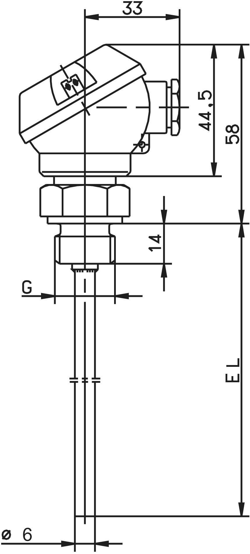 Jumo Temperatursensor Fühler-Typ Pt100 -50 bis 400°C Fühler-Länge 150mm Fühlerbreite 6mm