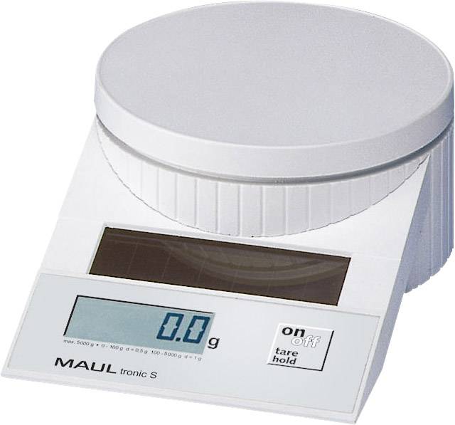 Elektronische Waage mit Digitalanzeige zeigt '0.0 g'. Schaltflächen für 'on/off' und 'tare hold'.
