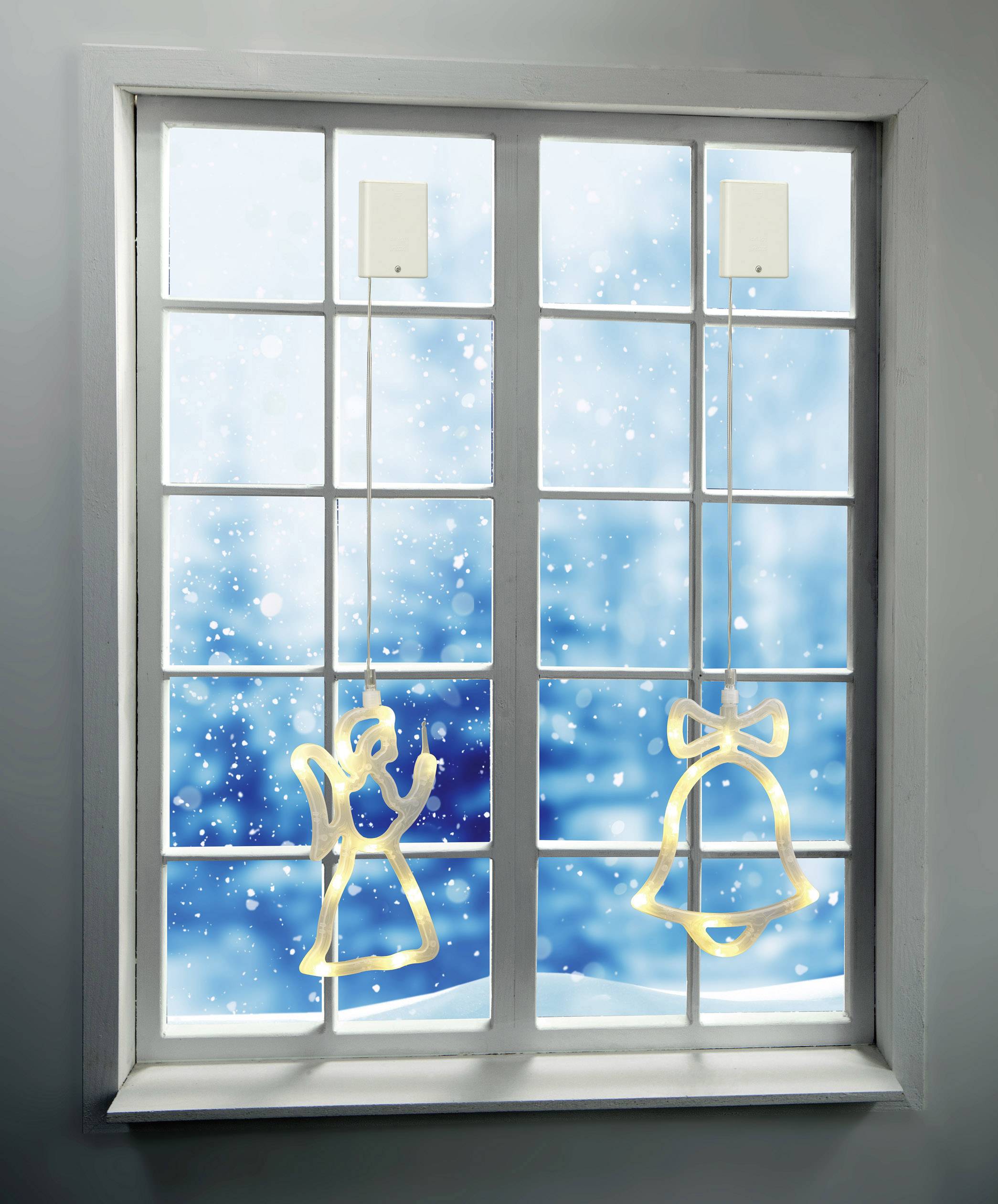 Polarlite LBA-50-011 LED-Fensterbild Glöckchen Warmweiß LED Weiß