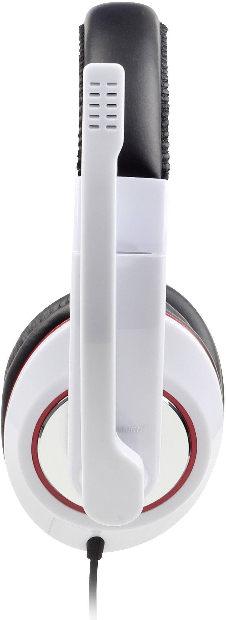 Gembird MHS-001-GW Over Ear Headset kabelgebunden Stereo Weiß, Schwarz Lautstärkeregelung, Mikrofon-Stummschaltung Computer