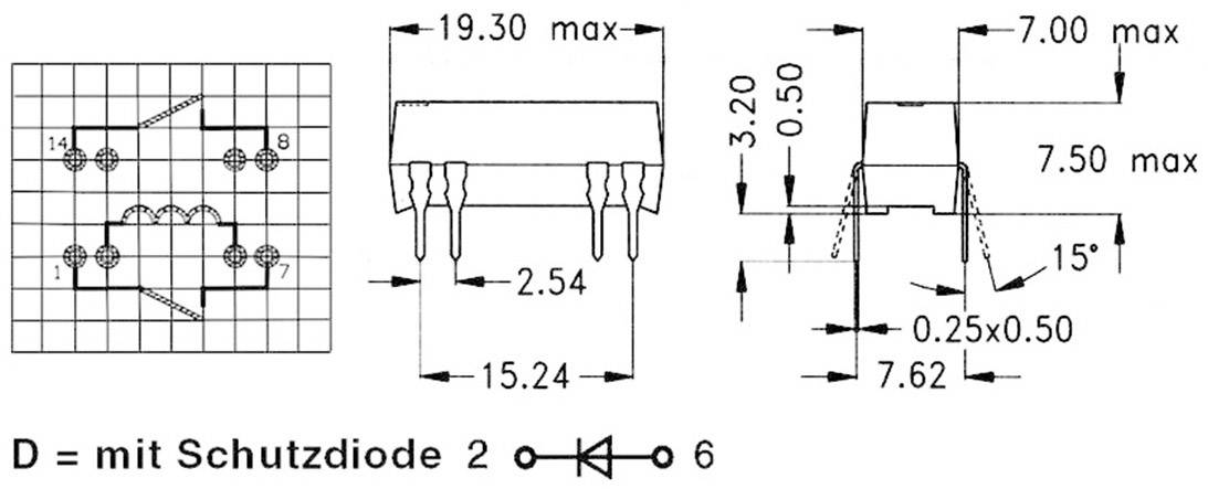 StandexMeder Electronics DIP05-2A72-21L Reed-Relais 2 Schließer 5 V/DC 0.5A 10W DIP-8