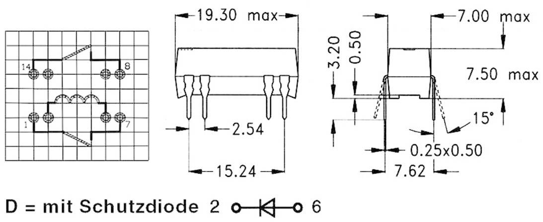 StandexMeder Electronics DIP05-2A72-21D Reed-Relais 2 Schließer 5 V/DC 0.5A 10W DIP-8
