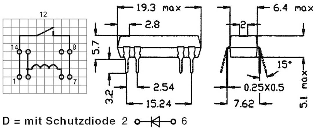 StandexMeder Electronics DIP12-1A72-12L Reed-Relais 1 Schließer 12 V/DC 0.5A 10W DIP-8