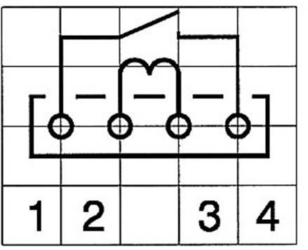 'Strickmusterdiagramm' mit vertikalen Linien, Bögen und vier nummerierten Spalten, die Strickstiche repräsentieren.