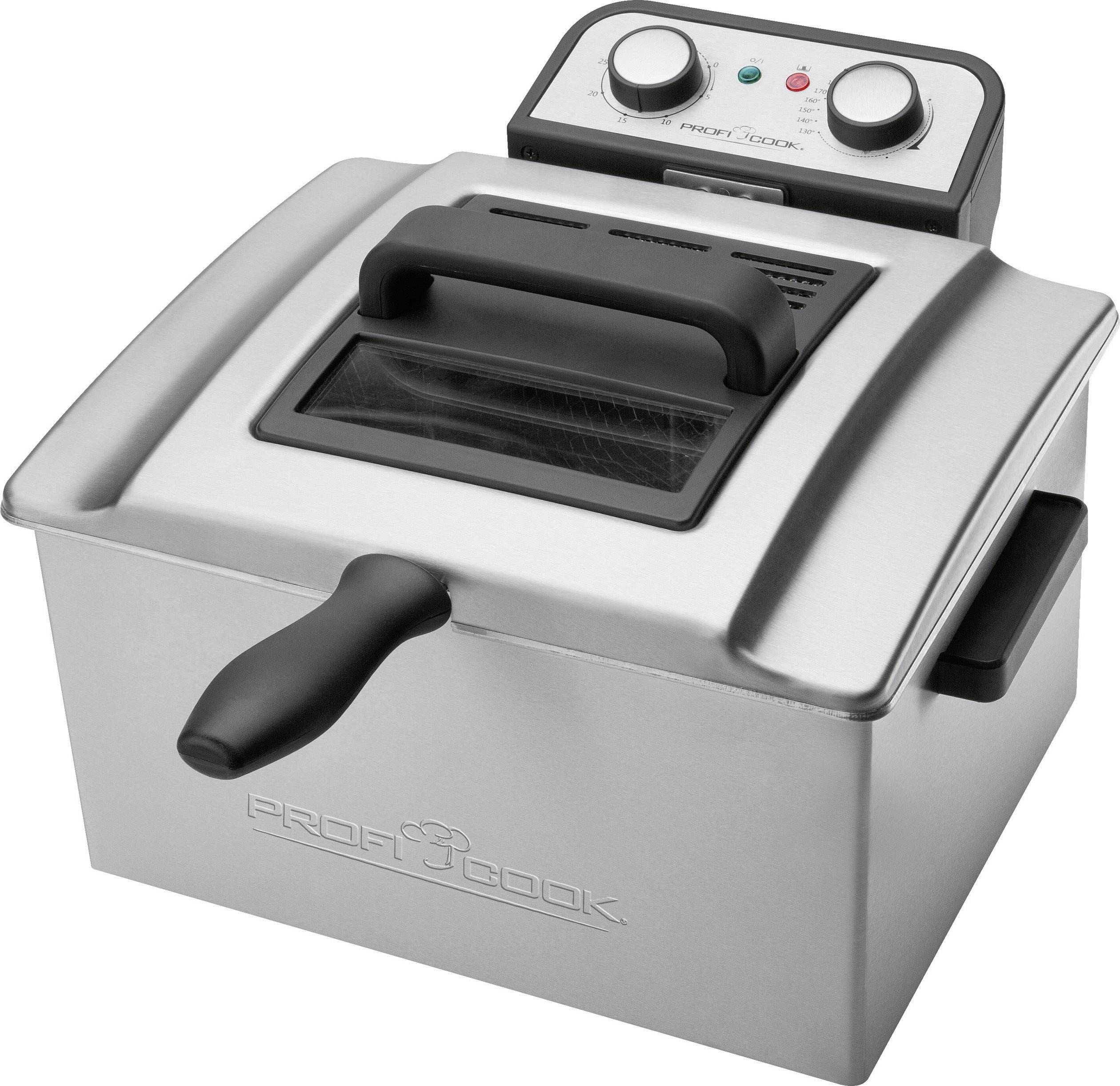 Profi Cook PC-FR1038 Doppel Kaltzonen Fritteuse 5l 3000W Timerfunktion, mit manueller Temperatureinstellung Edelstahl