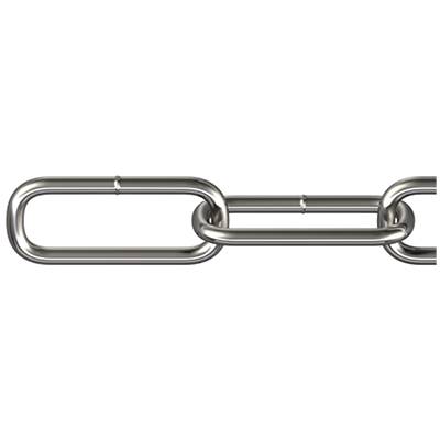 Silberne Metallkette, bestehend aus miteinander verbundenen ovalen Gliedern. Symbolisiert oft Verbindung oder Stärke.