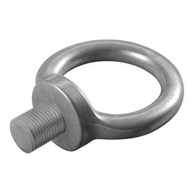 Metallisches Ringschrauben mit Gewinde, verwendet zur Befestigung oder Sicherung von Materialien durch Einschrauben in passende Oberflächen.