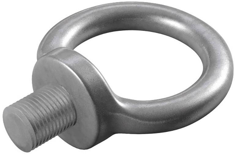 Ein Ringbolzen aus Metall mit einem runden, geschlossenen Ring oben und einem Gewinde unten, das zum Befestigen dient.