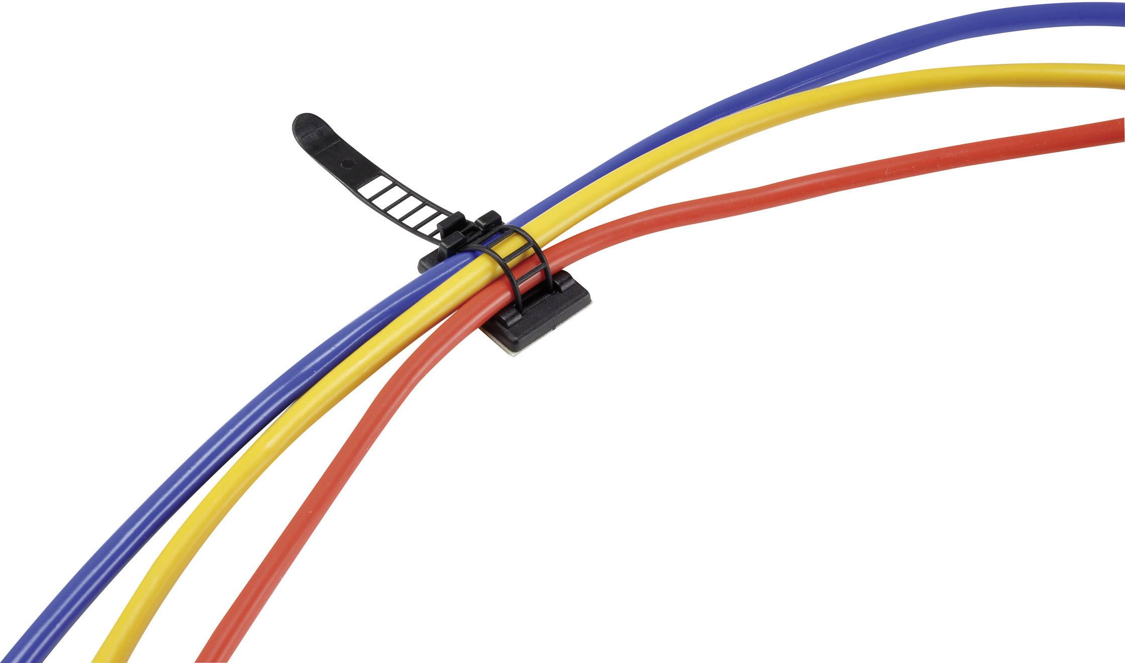 TRU Components WCT-64 Befestigungssockel selbstklebend, schraubbar 1206769 Bündel-Ø-Bereich 16mm (max) mit Befestigungsbinder